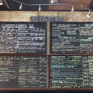 menus on the wall