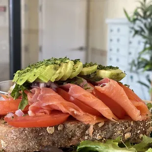 Salmon toast with avocado