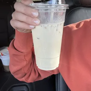 Vanilla iced latte with breve