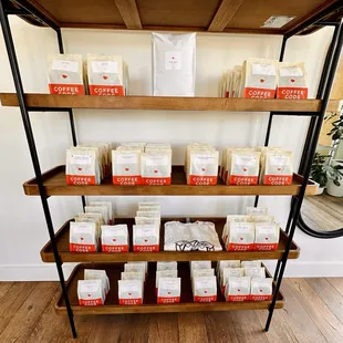 shelves of coffee code espresso