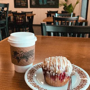 Americano + White Chocolate Raspberry Muffin