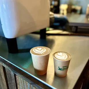 Vanilla Clove Latte and Maple Oat Cappuccino