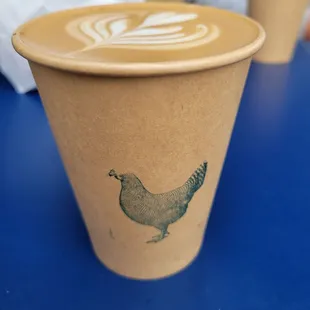 Latte in cute chicken cups