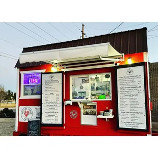 menus on the side of the building