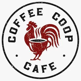 a rooster and a cup of coffee