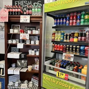 Merch and drinks to buy.