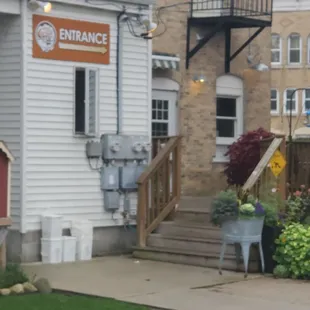 Entrance is in the back cute and quaint