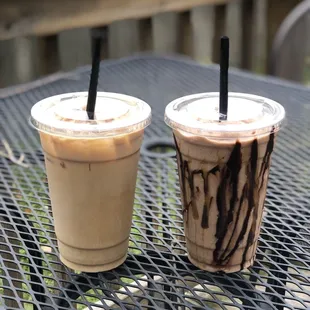 Left: Iced coconut and vanilla latte (sugar free)  Right: Mudslide Mocha