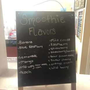 Smoothie flavors and cute decor