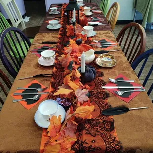 Another view of set table (we provided the table runner &amp; candles)