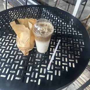 Caramel Machiato and an everything bagel with cream cheese.