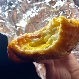 Turkey sausage, egg, cheese on croissant