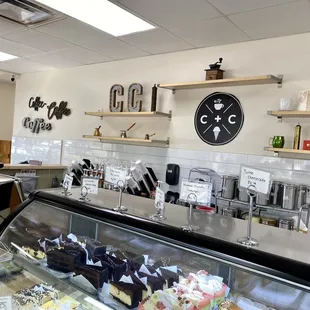 a display of pastries in a bakery