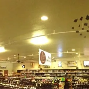 rows of wine bottles