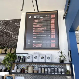 Coffee menu at Coffee Cultures in Alameda.