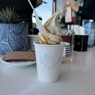 Vanilla soft serve affogato