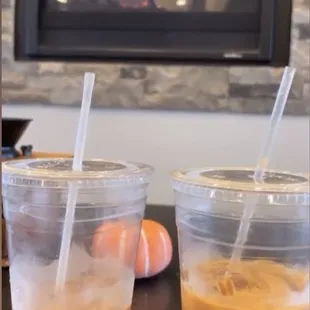 Warm fire with yummy coffee