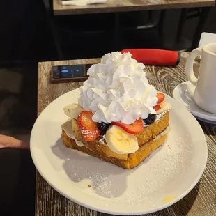 Strawberry and cream cheese Belgian waffle.