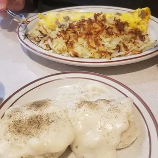 two plates of food on a table
