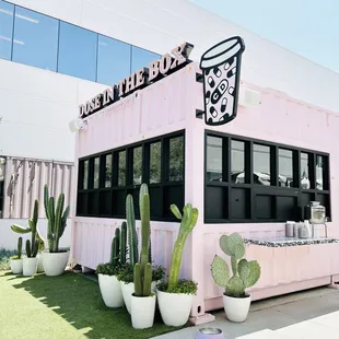 First container when you approach the courtyard.