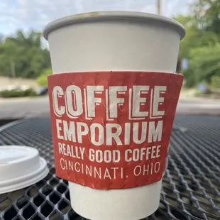 a cup of coffee on a table