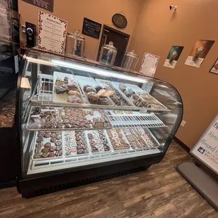 a display of a variety of donuts