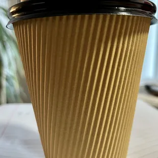 a coffee cup on a table