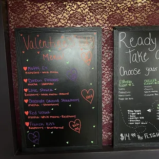 Valentines drink menu