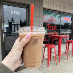 Chocolate covered strawberry iced Latte