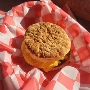 Sausage egg and cheese biscuit