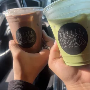 Iced Mocha Latte and Iced Matcha Honey Latte