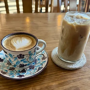 Cappuccino and Pistachio latte