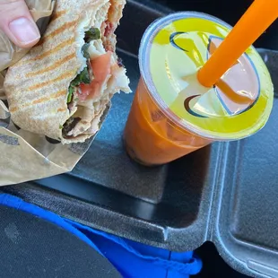 Turkey Bacon Wrap &amp; Iced Thai Milk Tea - 16oz