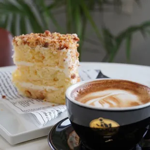 Rum Cake and Cappuccino