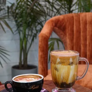 Cappuccino and Greek Frappé