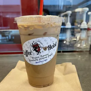 Vietnamese Iced Latte....so good he got it on his shirt.