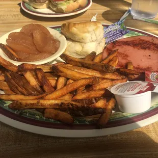 Pick 3 for $4.99. Bologna, fries, fried apples and biscuit
