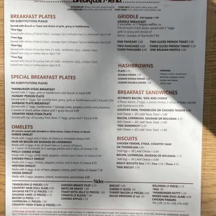 Breakfast menu