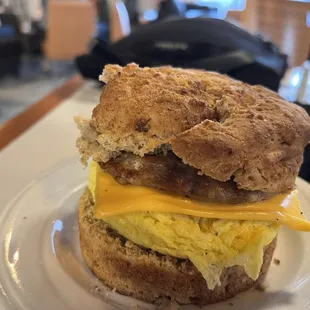 Sausage and egg breakfast sammie
