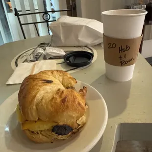 Brekkie today. Sausage and egg croissant and a large coffee with two shots. Just to get going!