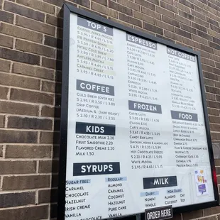 Drive thru menu