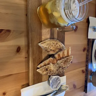 Seasonal Iced Tea and Everything Bagel