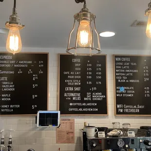 menus on the wall