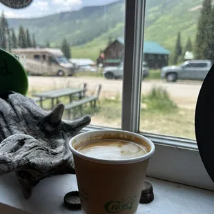 Excellent cappuccino (with almond milk) after a incredibly gorgeous hike at Rustlers Gulch.