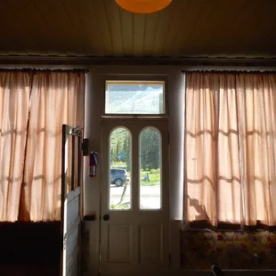 looking at the doors of the science cafe