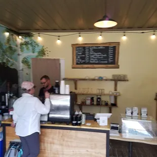 Inside Gothic Science Cafe.  SIT OUTSIDE AND TRY NOT TO SMILE!