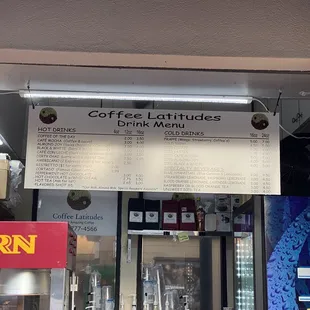 This is their menu, rather small but I tried a hot almond joy coffee and it was really good