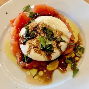 Black truffle Burrata stuffed in a tomato