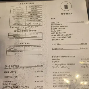 Amazing menu