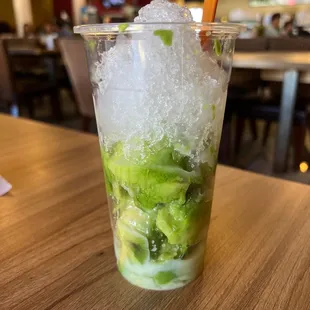 Avocado with shaved ice